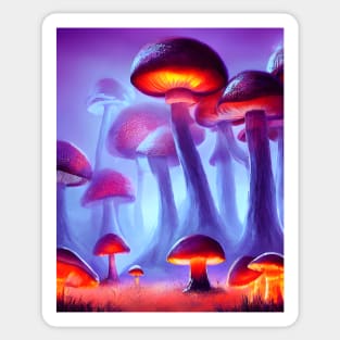 Trippy Glowing Magic Mushroom Forest Sticker